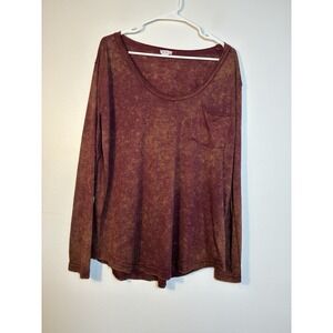 POL Long Sleeve Top Sz Large Oversized Red Classic Rayon